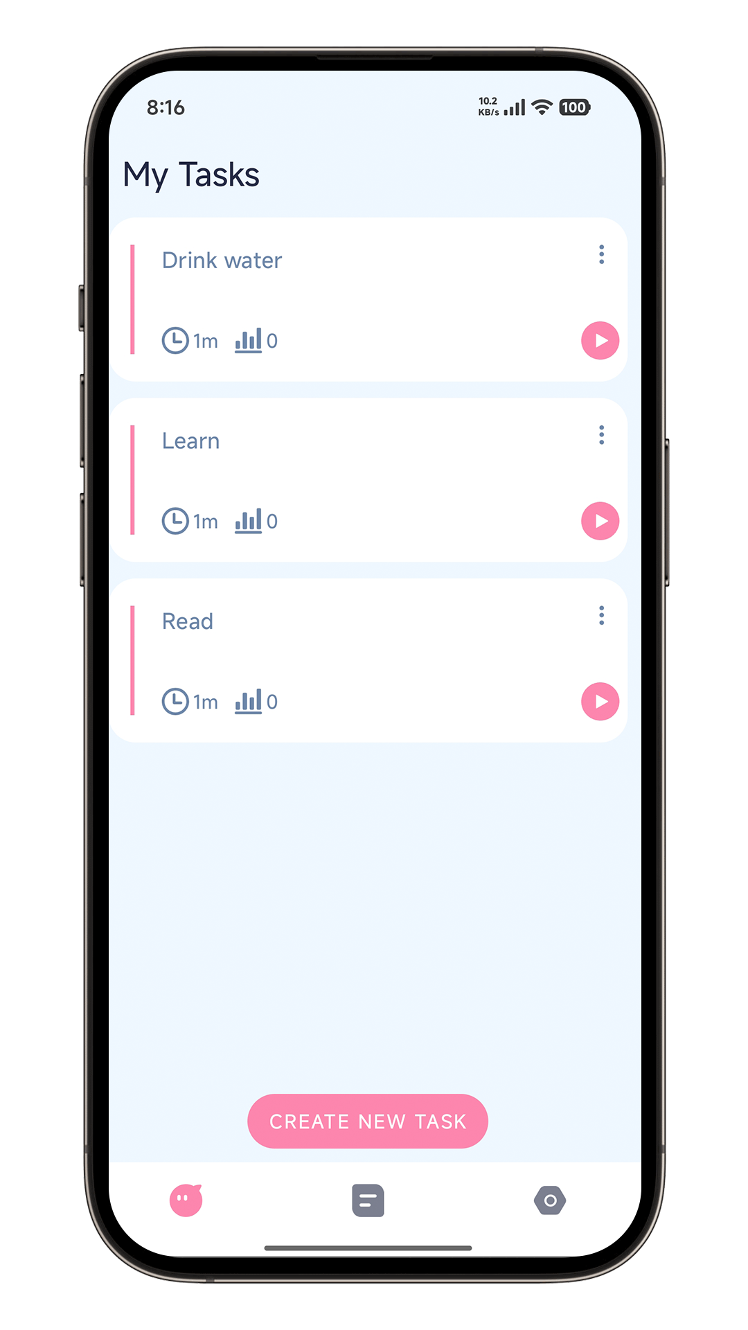 Task list screen